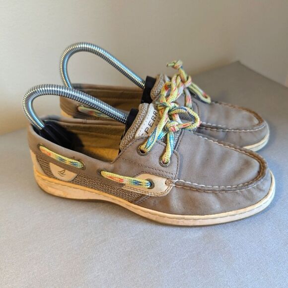 Sperry Top-Sider Boat Shoes Taupe / Olive Size 6.5 - Picture 2 of 5